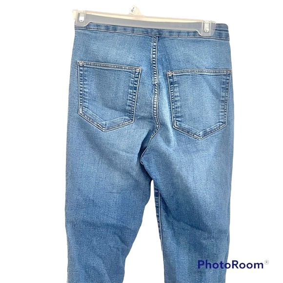 Divided H&M  Womens Jeans Size 4 Denim Y2K Side Striped Panel Mid Rise Waist - Picture 5 of 12